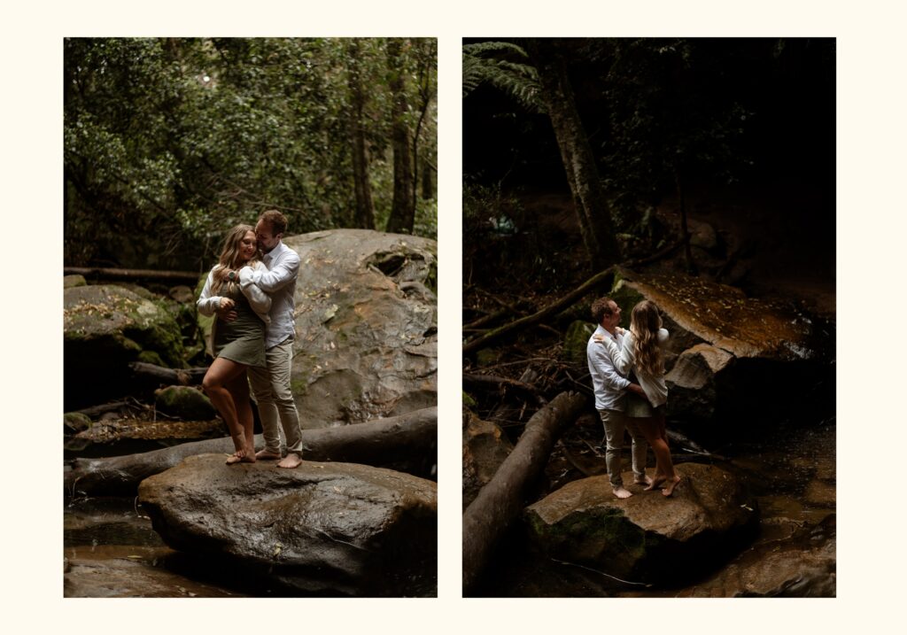 Couple looking into each other's eyes during golden hour couples session, Sydney couples photographer Carolina Morgan