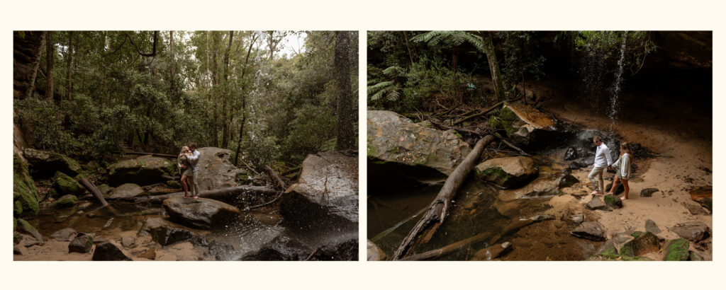 Couple dancing together outdoors during anniversary photoshoot Sydney, candid natural couples photographer