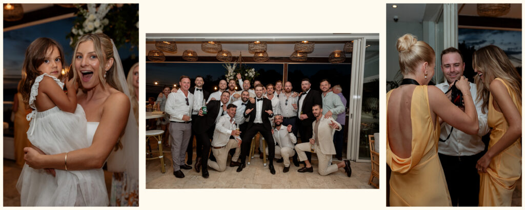 Morning after wedding brunch with guests, relaxed celebration photography Sydney