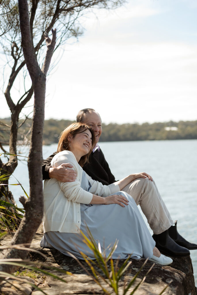 Couple sharing a quiet moment during outdoor couples session Kangaroo Valley, natural photography Carolina Morgan