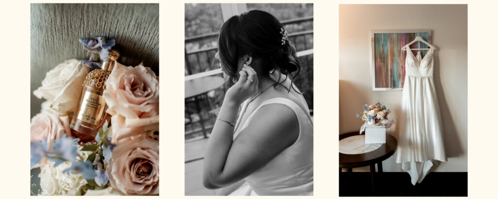 Bride putting on wedding dress with bridesmaids, relaxed wedding morning photography Sydney