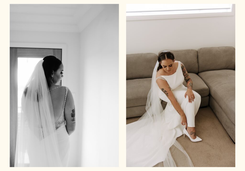 Bride getting ready on wedding morning, candid getting ready photography by Carolina Morgan Sydney